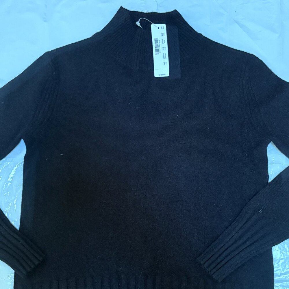 J Crew Cashmere Sz XS Mock-neck Sweater Black $138 NWT
